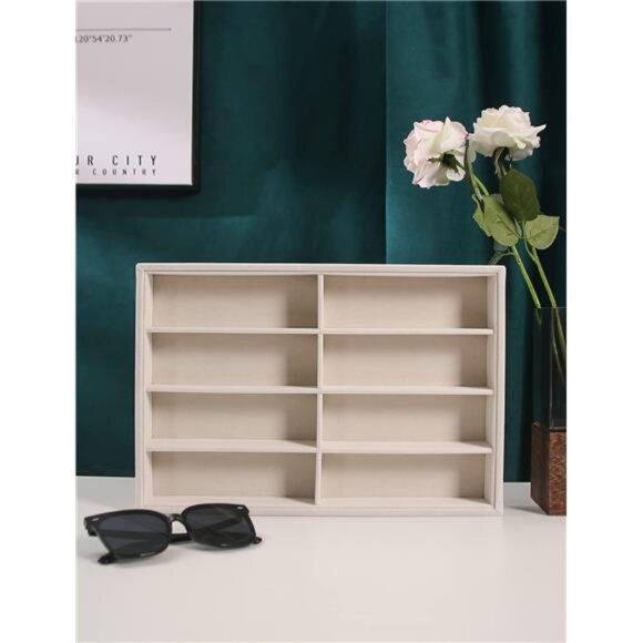 Sunglass Organizer Tray, Beige Velvet Glasses Organizer Trays,Eyeglasses Watches - Picture 3 of 7